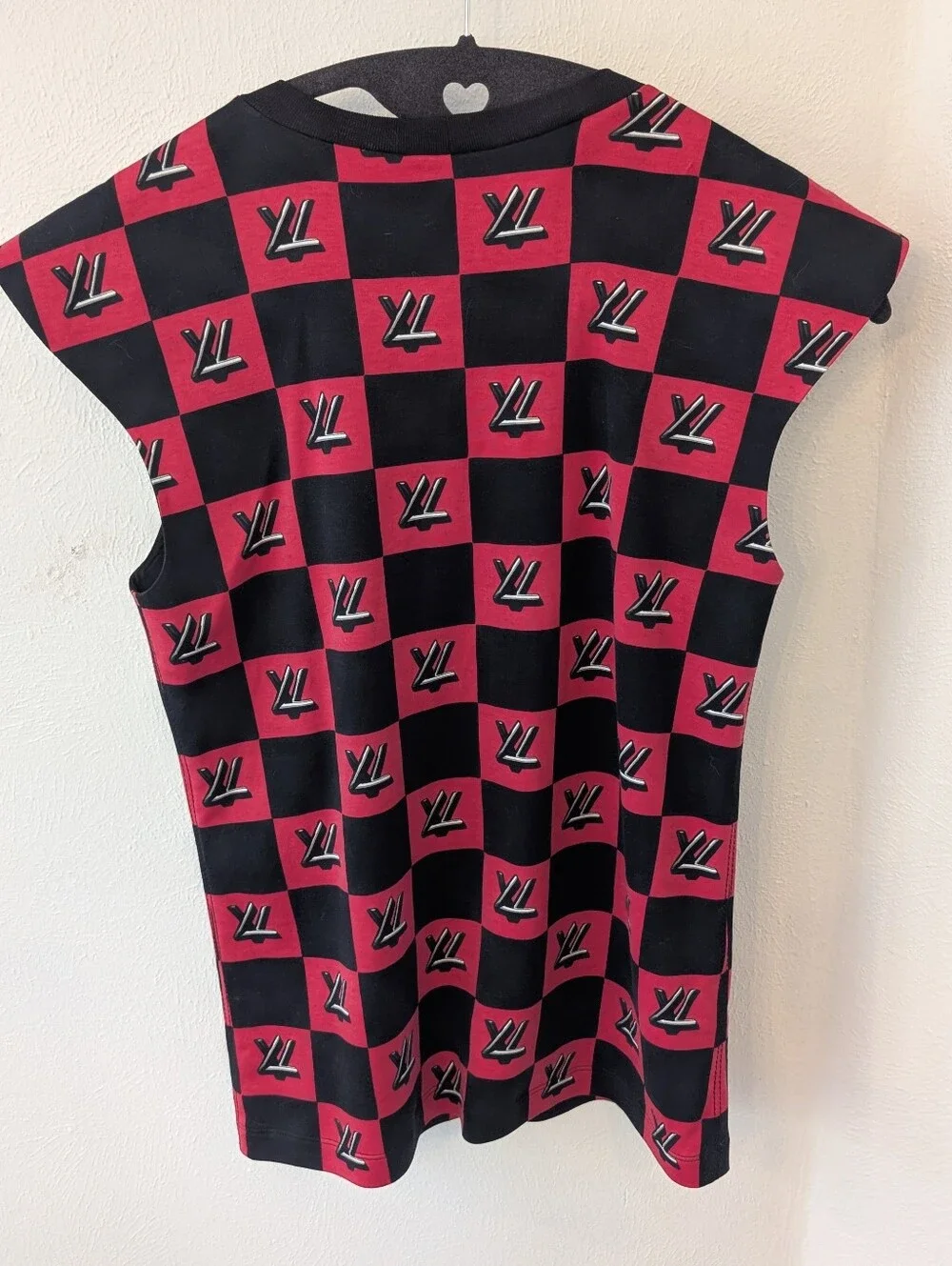 Louis Viutton Sleeveless Top with Embossed Logo Pattern - Black & Red
